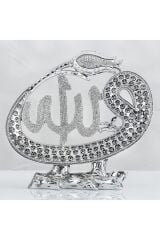 Laleli Vav Allah Lafızlı Esmaül Hüsnalı - Gümüş Renk - Ebat : 22 X 21 Cm.