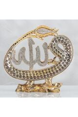 Laleli Vav Allah Lafızlı Esmaül Hüsnalı - Altın Renk - Ebat : 30 X 29 Cm.