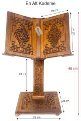 Asansörlü Yükseklik Ayarlı, Ahşap Motif İşlemeli Rahle (Yükseklik Min:45-Mak:55)