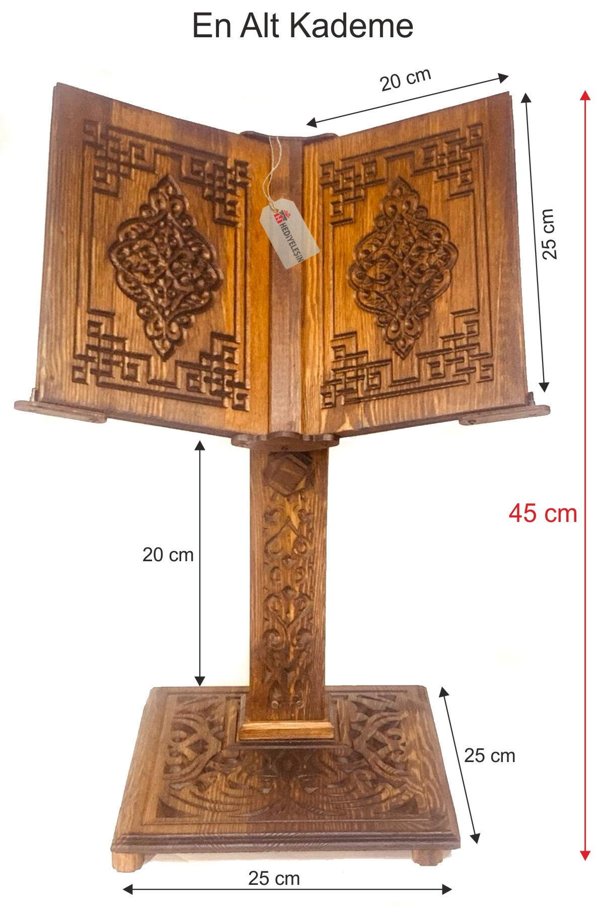 Ahşap Asansörlü Rahle, Motif Oymalı Ayarlanabilir Rahle, Küçük Boy