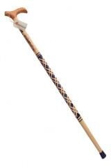 Ahşap İşlemeli Model Baston, Asa, Ağaç Baston - 90 cm - 1 ADET