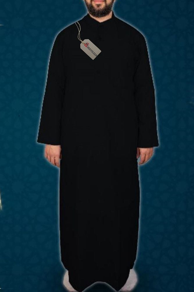 Erkek Fistan, Cellabiye, Namaz, Hac ve Umre Kıyafeti - SİYAH