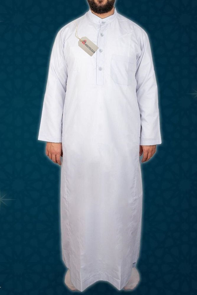 Erkek Fistan, Cellabiye, Namaz, Hac ve Umre Kıyafeti - BEYAZ