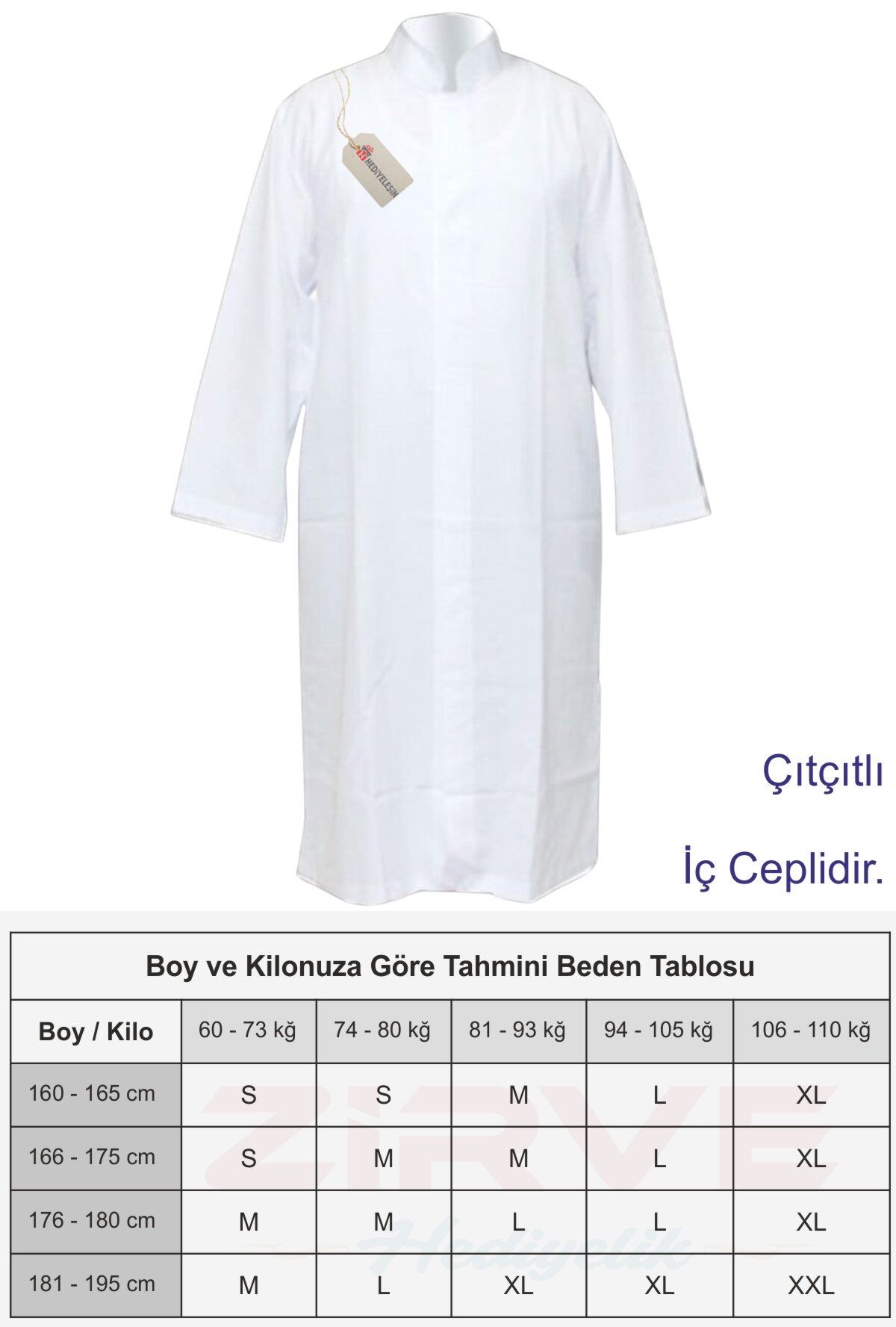 Sade Cübbe Imam Cübbesi - Beyaz