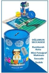 Çocuk Seccade Seti, Oğlumun Silindir Kutulu Seccade Seti - Mavi Renk