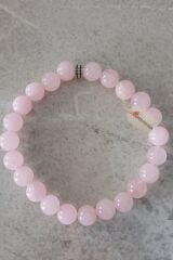 Pembe Kuvars Doğal Taş Bileklik - 8 mm.