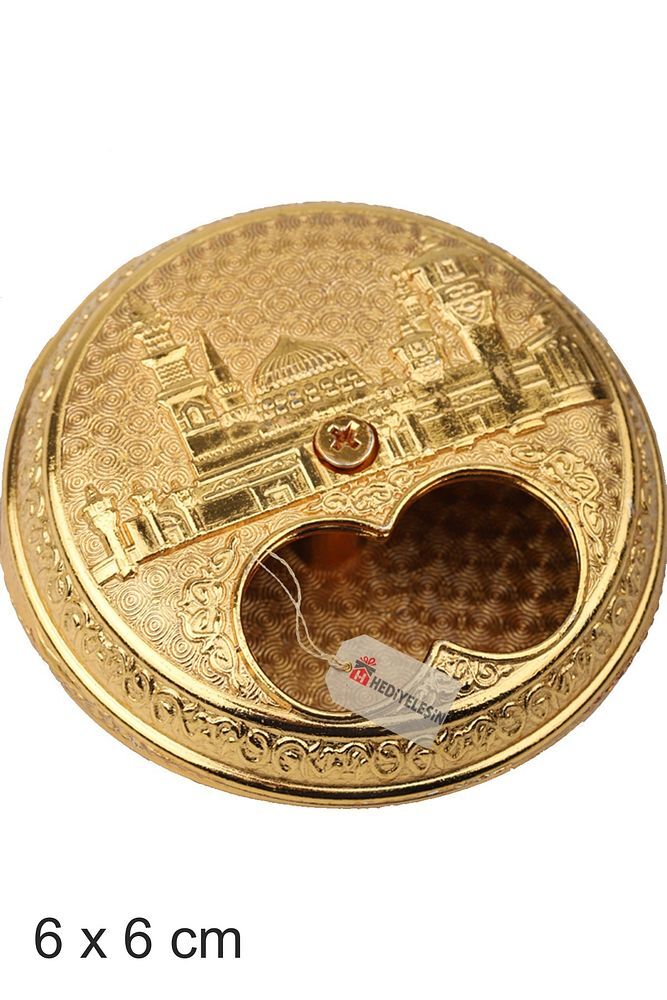 Büyük Metal Kokuluk, Esans Kabı, Koku Sürme Kabı, Altın Rengi - 6 cm.