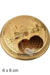 Büyük Metal Kokuluk, Esans Kabı, Koku Sürme Kabı, Altın Rengi - 6 cm.