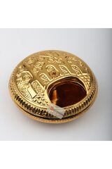 Küçük Metal Kokuluk, Esans Kabı, Koku Sürme Kabı, Altın Rengi - 5 cm.