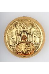 Küçük Metal Kokuluk, Esans Kabı, Koku Sürme Kabı, Altın Rengi - 5 cm.
