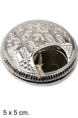 Küçük Metal Kokuluk, Esans Kabı, Koku Sürme Kabı, Gümüş Rengi - 5 cm.
